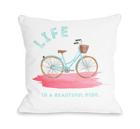 Life Is A Beautiful Ride - Multi Throw Pillow by Cheryl Overton 18 X 18