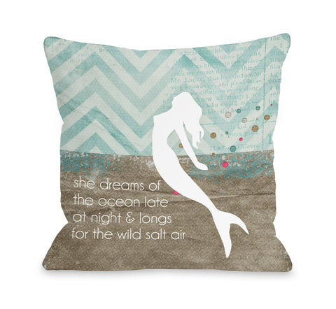 Mermaid Wild Salt Air - Multi Throw Pillow by Cheryl Overton 18 X 18