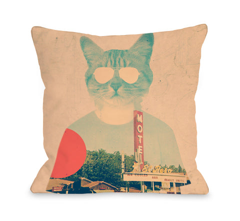 Cool Cat - Multi Throw Pillow by Ali Gulec 18 X 18