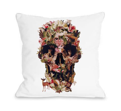 Jungle Skull - Multi Throw Pillow by Ali Gulec 18 X 18