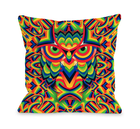 Owl - Multi Throw Pillow by Ali Gulec 18 X 18