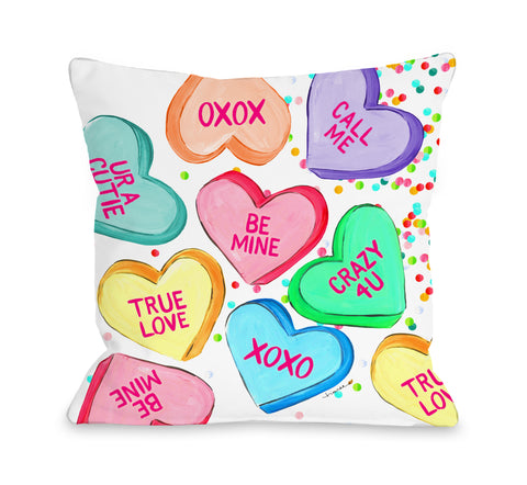 Conversation Hearts Confetti - Multi Throw Pillow by Timree 18 X 18