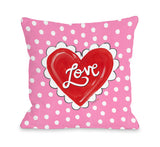 Love Heart Dots - Red Throw Pillow by Timree 18 X 18