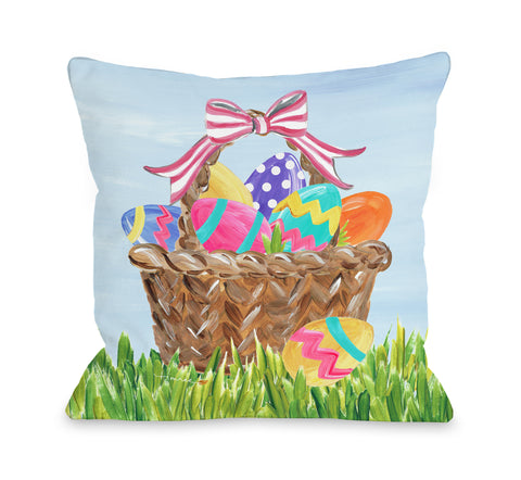 Colorful Easter Basket - Multi Throw Pillow by Timree 18 X 18