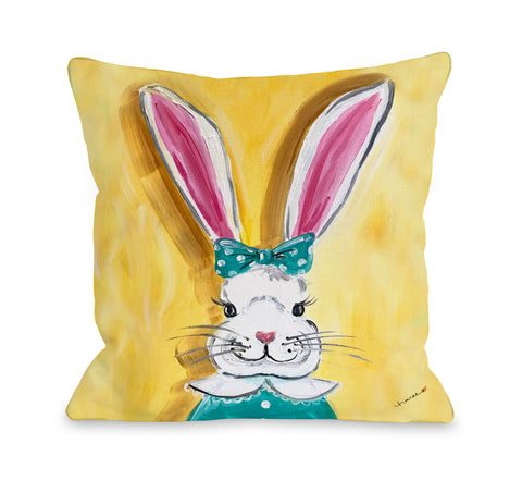 Easter Bunny Smile - Yellow Throw Pillow by Timree 18 X 18