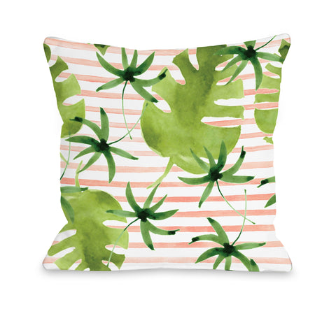 Milli Palm - Green Throw Pillow by OBC 18 X 18