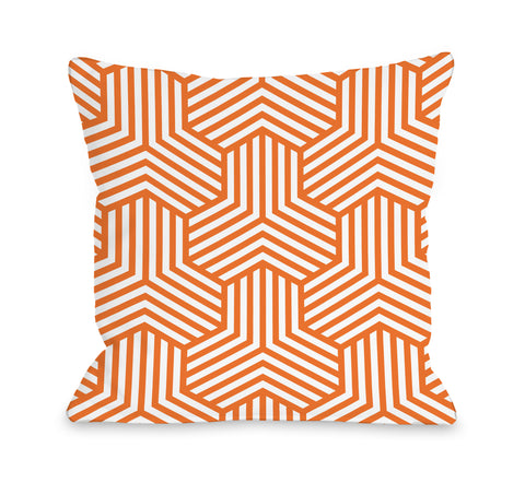 Maddox Tangerine - Orange Throw Pillow by OBC 18 X 18