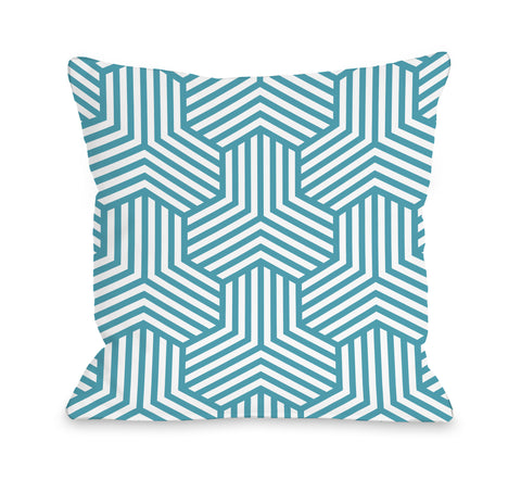 Maddox Turq - Blue Throw Pillow by OBC 18 X 18