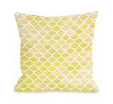 Mermaid Scales Lemon - Yellow Throw Pillow by OBC 18 X 18