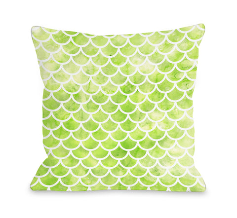 Mermaid Scales Lime - Green Throw Pillow by OBC 18 X 18