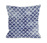Mermaid Scales Navy - Navy Throw Pillow by OBC 18 X 18