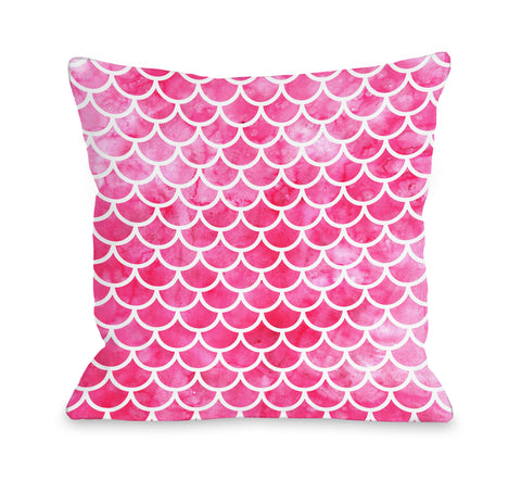 Mermaid Scales Pink - Pink Throw Pillow by OBC 18 X 18