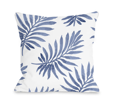 Vibrant Palm Navy - Navy Throw Pillow by OBC 18 X 18