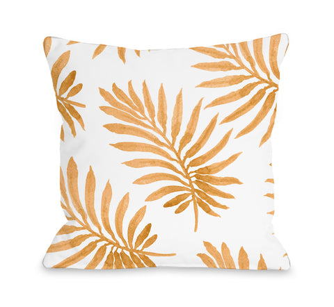 Vibrant Palm Tangerine - Orange Throw Pillow by OBC 18 X 18
