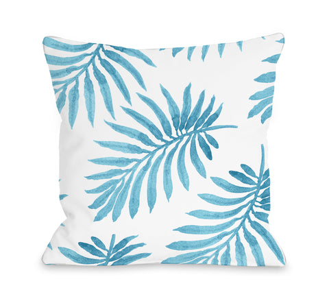 Vibrant Palm Turq - Blue Throw Pillow by OBC 18 X 18