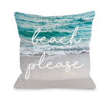Beach Please Bright Wave - Blue Throw Pillow by OBC 16 X 16