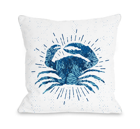 Crab Bursts Bright - Blue Throw Pillow by OBC 18 X 18