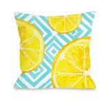 Lemon Squeeze - Blue Throw Pillow by OBC 18 X 18