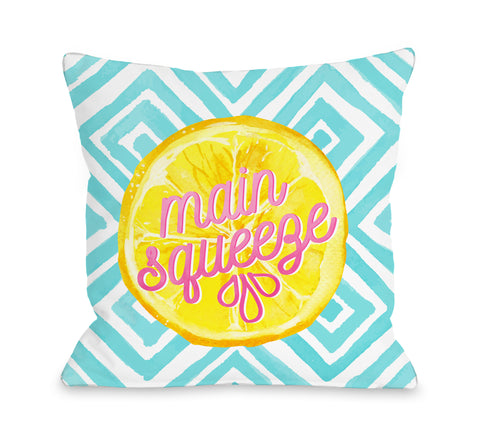 Main Squeeze - Blue Throw Pillow by OBC 18 X 18