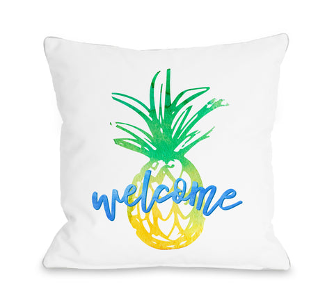 Pineapple Welcome Silo - Blue Throw Pillow by OBC 18 X 18