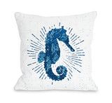Seahorse Bursts Bright - Blue Throw Pillow by OBC 18 X 18