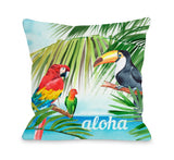 Tropical Birds Aloha - Multi Throw Pillow by OBC 18 X 18