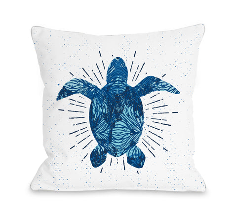 Turtle Bursts Bright - Blue Throw Pillow by OBC 18 X 18
