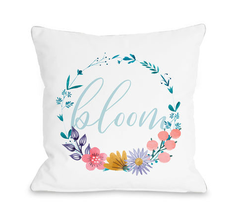 Bloom Wreath - Multi Throw Pillow by OBC 18 X 18