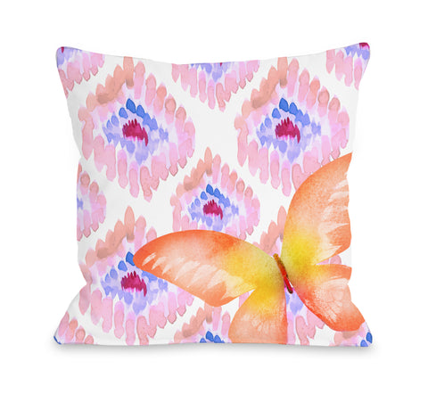 Butterfly Ikat - Purple Throw Pillow by OBC 18 X 18