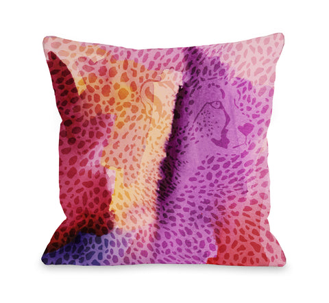 Cheetah Face - Purple Throw Pillow by OBC 18 X 18