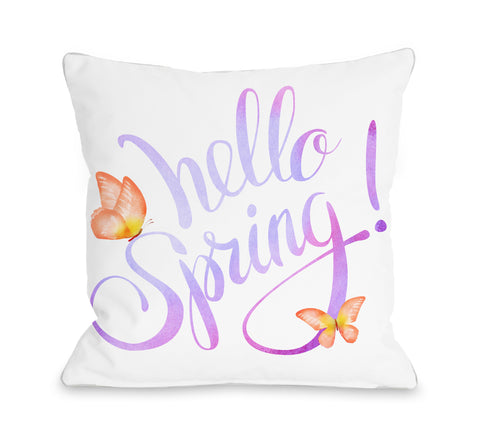 Hello Spring Butterfly - Purple Throw Pillow by OBC 18 X 18