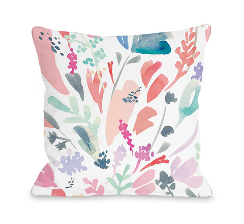 Orla Floral - Multi Throw Pillow by OBC 18 X 18