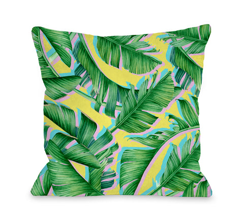 Palm Pops - Green Throw Pillow by OBC 18 X 18
