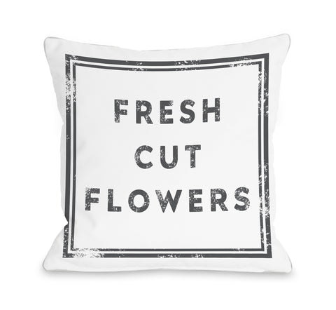 Fresh Cut Flowers - White Throw Pillow by OBC 18 X 18