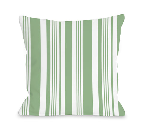 Spring Stripes Moss - Green Throw Pillow by OBC 18 X 18