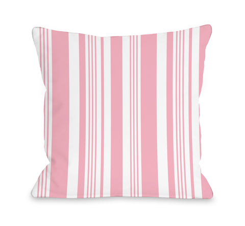 Spring Stripes Pink - Pink Throw Pillow by OBC 18 X 18