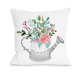 Watering Can Bunch - Multi Throw Pillow by OBC 18 X 18