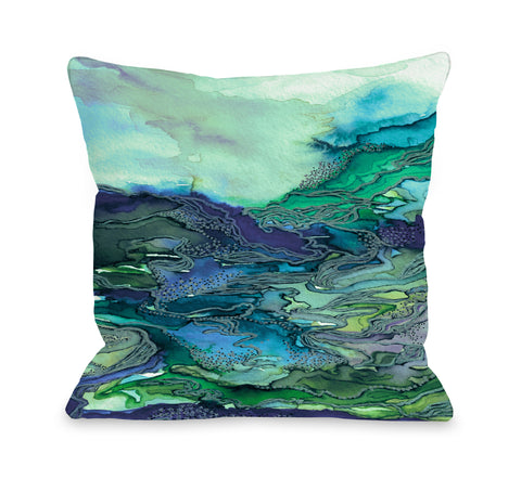 Bring On Bohemia Coastal Getaway - Blue Throw Pillow by Julia Di Sano 18 X 18