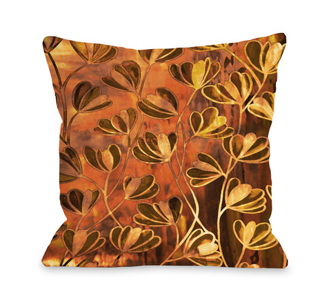Efflorescence Autumn Garden - Orange Throw Pillow by Julia Di Sano 18 X 18