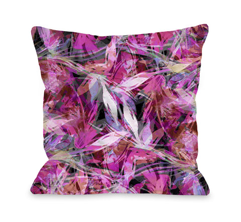 Floral Fiesta Pink Tropics - Pink Throw Pillow by Julia Di Sano 18 X 18