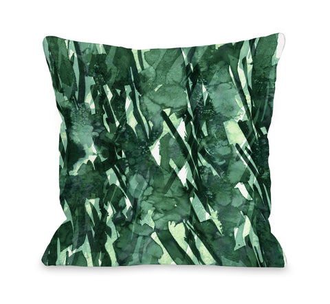 Frosty Bouquet Dark Jade - Green Throw Pillow by Julia Di Sano 18 X 18