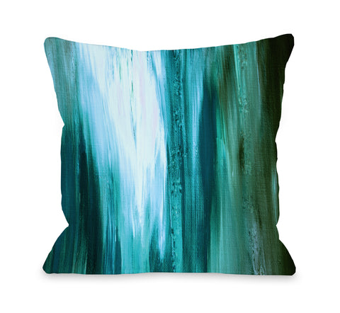Irradiated Aqua Green - Blue Throw Pillow by Julia Di Sano 18 X 18