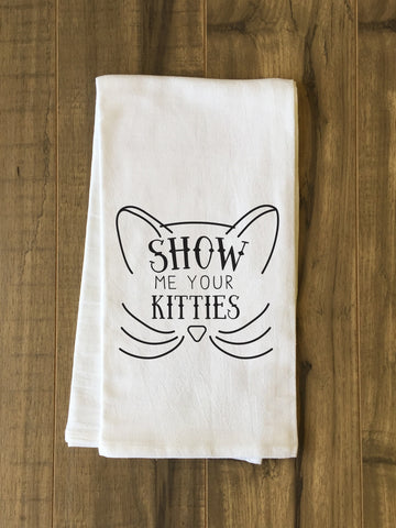 Show Me Your Kitties - Black Tea Towel by OBC 30 X 30