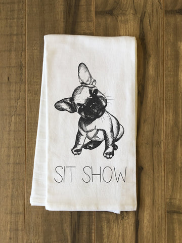 Sit Show - Black Tea Towel by OBC 30 X 30