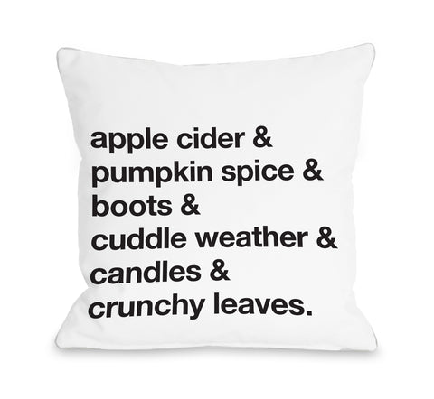 Fall Words - Black Throw Pillow by OBC 18 X 18