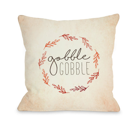 Gobble Gobble Wreath - Multi Throw Pillow by OBC 18 X 18