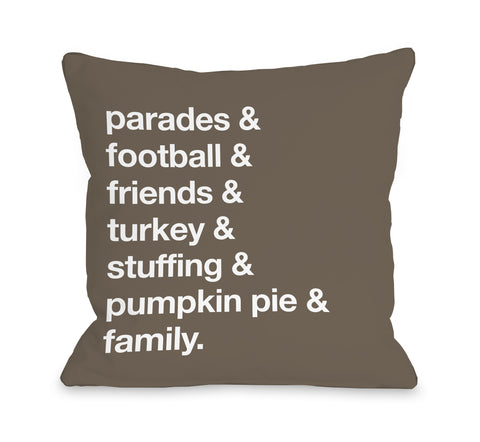 Thanksgiving Words - Brown Throw Pillow by OBC 18 X 18