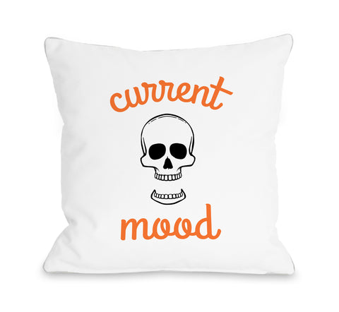 Current Mood Excited Skull - Orange Throw Pillow by OBC 18 X 18