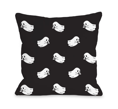 Ghost Party - Black Throw Pillow by OBC 18 X 18