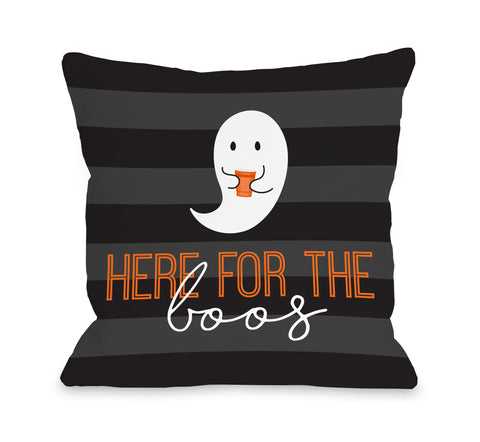 Here For The Boos - Black Throw Pillow by OBC 18 X 18